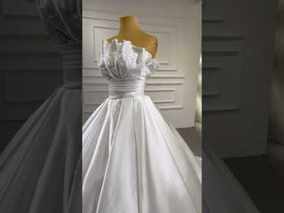 Strapless Satin Ball Gown Wedding Dress Modest Wedding Gown