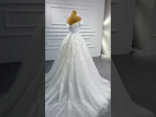 Off the Shoulder Sheath Ruched Wedding Dress with Overskirt