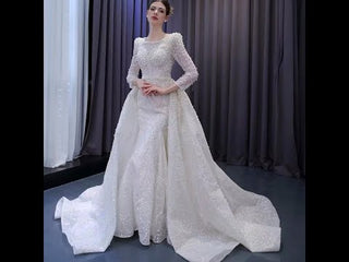Victorian Style Handmade Wedding Dress with Long Sleeve