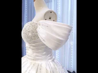Pearl Beaded Luxury Wedding Dress Off the Shoulder Bridal Gown