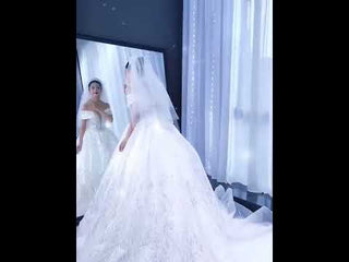 Sparkly Off the Shoulder Ball Gown Puffy Wedding Dress