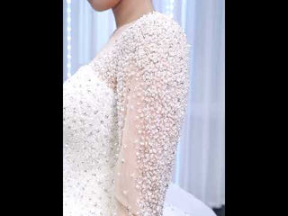 Long Sleeve Ball Gown Wedding Dress Princess Bridal Gown