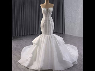 Strapless Sparkly Trumpet Wedding Dress with Ruffle Skirt