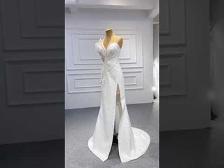 Sweetheart Sheath Satin Modern Butterfly Wedding Dress with Leg Slit