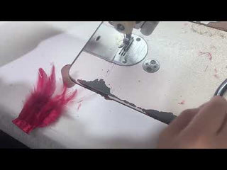 Burgundy Long Sleeves Feathers Evening Gown Square Neck Beaded Prom Dress