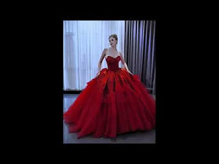 elegant red wedding dresses Red Wedding Dresses Full Lace Applique Ball Gown Long Sleeve Sweep Train Bridal