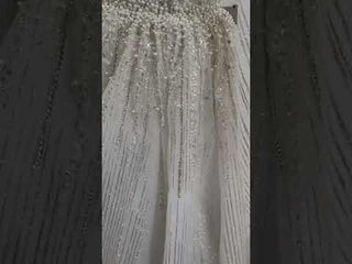 Mermaid's Pearl Elegance Cape Wedding Gown with Sequin Embroidery