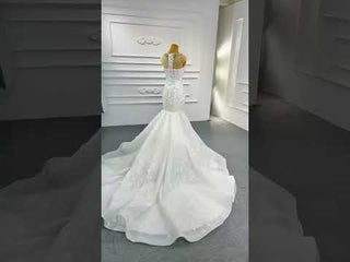 Luxury Cap Sleeve Beaded Trumpet Sparkly Wedding Dress