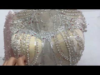 Gorgeous Puffy Ball Gown High Neck Wedding Dress with Long Sleeve