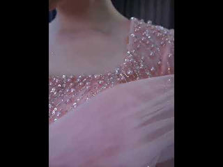 Pink Detachable Train Beading Mermaid Evening Gown See Through Party Dress