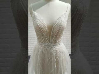 Backless Mermaid Wedding Dress with Spaghetti Straps & Train