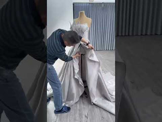 High-end Grey Handmade Prom Gown Princess Wedding Dress