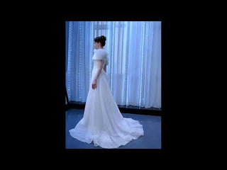 High-end One Shoulder Long Sleeve Wedding Dress with High Back