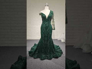 One-Shoulder Formal Gowns Single Long Sleeve Party Dresses