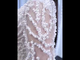 Sheer Boat Neck Mermaid Ruffle Wedding Dress with Long Sleeve