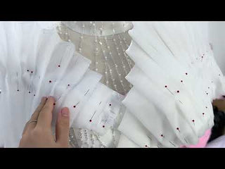 High-end One Shoulder Long Sleeve Wedding Dress with High Back