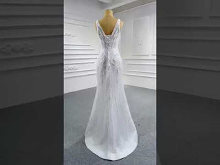 Beaded Sparkly Mermaid Wedding Dress with Detachable Skirt