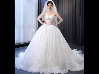 Luxury Sweetheart Neckline Ball Gown Wedding Dress Sheer Bodice
