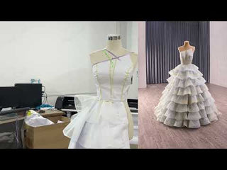 China Blue Cascading Ruffles Glitter Prom Dress Tulle Prom Formal Gown