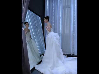 Luxury Beaded Mermaid Wedding Dress with Ruffle Detachable Train