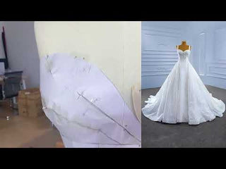 Heavy Beading Luxury Puffy Wedding Dress with Wide Straps