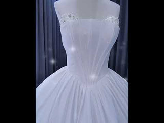 Puffy Skirt Ball Gown Wedding Dress Strapless Corset Bridal Gown