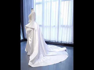 Long Sleeve Beaded Wedding Dress with Detachable Skirt