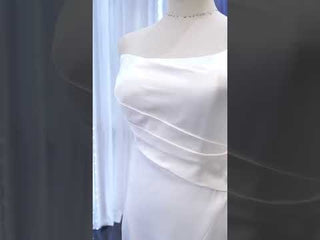 Simple Strapless Satin Trumpet Boat Neck Wedding Dress