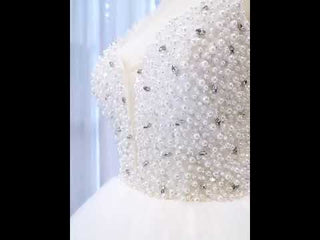 Luxury Beaded Tulle Ball Gown Wedding Dress with Spaghetti Straps