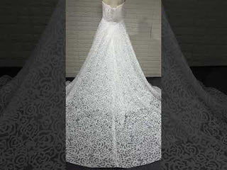 Western Unique Lace Romantic Bohemian Wedding Dress with Vneck