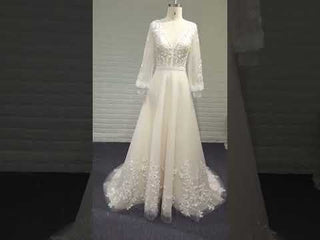 Vintage Wedding Dress with Flutter Lace Sleeves Timeless Look