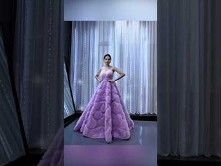 Strapless Lavender Debutante Gown Lilac Ruffle Wedding Dress