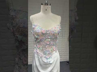 Elegant Women Colorful Mermaid Wedding Dress with Spaghetti Strap