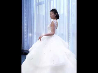 Layered Tulle Ball Gown Wedding Dress with One Shoulder