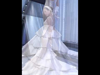 Modest V-neck Mermaid Country Satin Wedding Dress with Ruffle