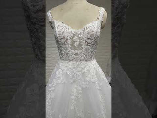 Elegant A Line Sheer Bodice Lace Appliqued Wedding Dress with Low Back