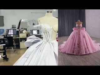 Fairy Luxury Pink Quinceanera Dress with Detachable Bowknot