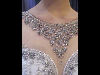 Luxury Cap Sleeve Beaded Trumpet Sparkly Wedding Dress