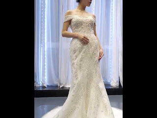 Mermaid Off the Shoulder Wedding Dress With Detachable Train