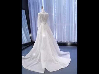 Beaded Fit and Flare Wedding Dress with Detachable Overskirt