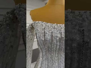 Mermaid's Pearl Elegance Cape Wedding Gown with Sequin Embroidery