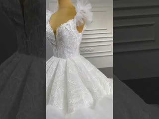 Vintage Tiered Ruffle Puffy Wedding Dress Princess Bridal Gown