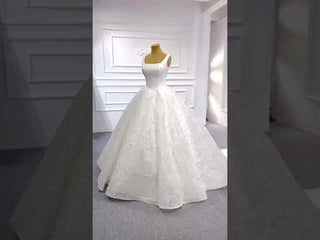 High-end Puffy Skirt Ball Gown Wedding Dress with Square Neckline