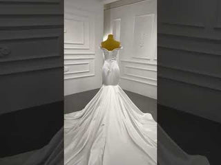 Simple Satin Trumpet Wedding Dress with Off the Shoulder