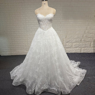 Princess A-line Overall Lace Wedding Dress with Sweetheart Neckline for Ethereal Looks - Rosymae