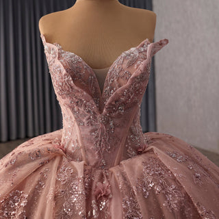 Princess Ball Dress with Appliques & Layered Skirt Sweet 15 Quinceañera Dress - Rosymae