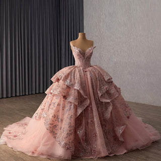 Princess Ball Dress with Appliques & Layered Skirt Sweet 15 Quinceañera Dress - Rosymae
