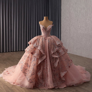 Princess Ball Dress with Appliques & Layered Skirt Sweet 15 Quinceañera Dress - Rosymae
