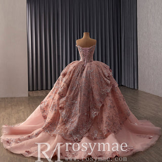 Princess Ball Dress with Appliques & Layered Skirt Sweet 15 Quinceañera Dress - Rosymae