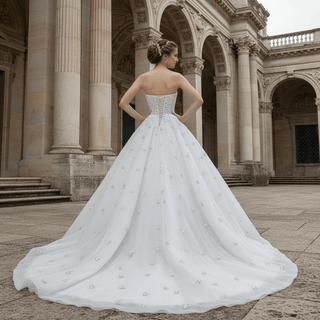 Princess Ball Gown Wedding Dress with All-Over Crystal Beading and Tulle Skirt - Rosymae